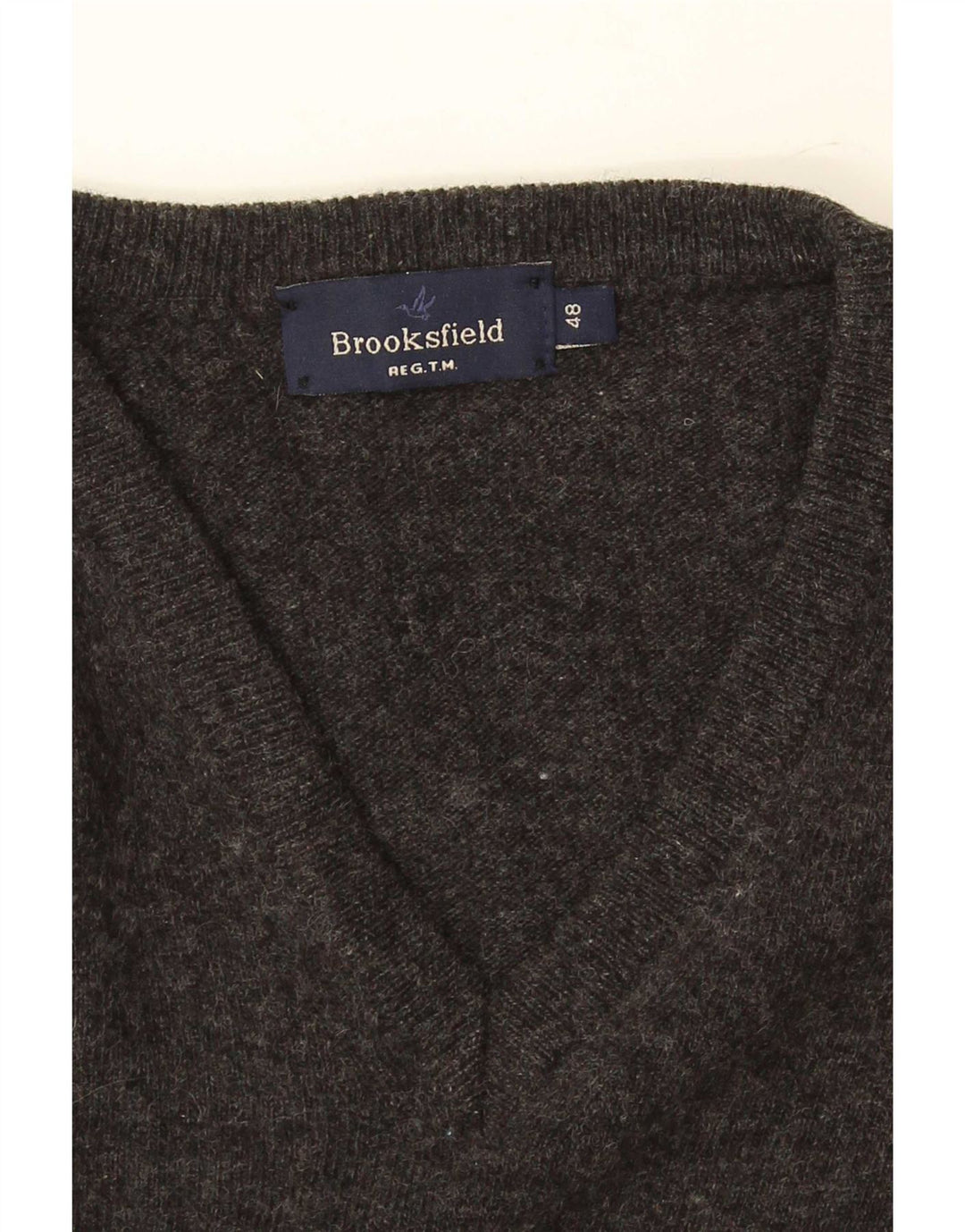 Brooksfield Mens V-Neck Jumper Sweater IT 48 Small Grey