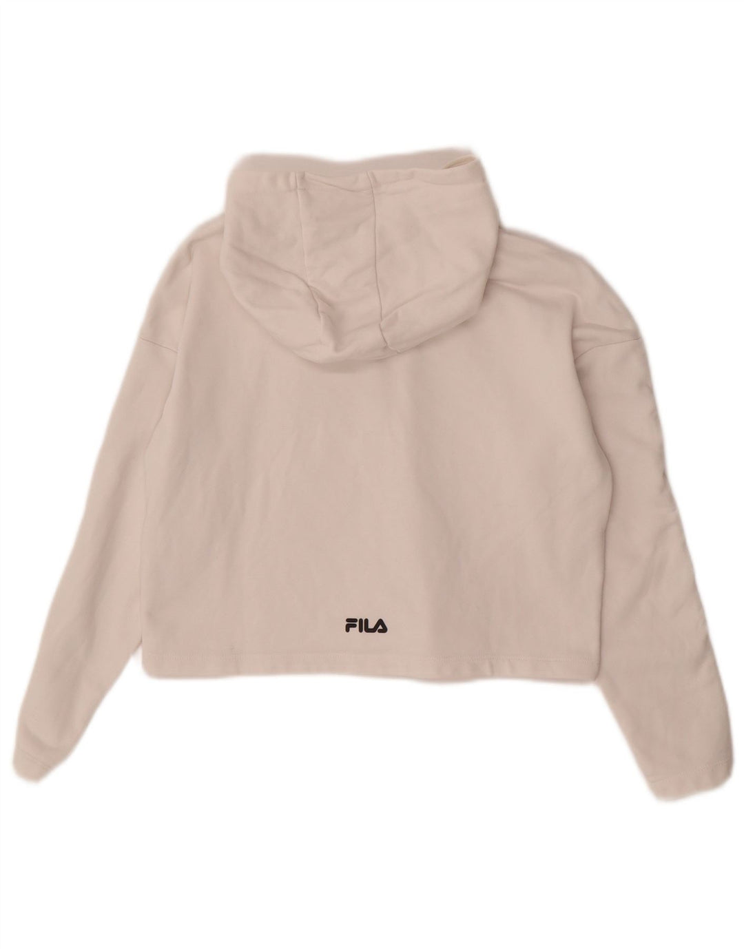 FILA Girls Graphic Crop Hoodie Jumper 11-12 Years Off White Cotton