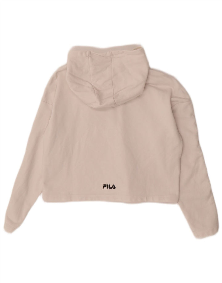 FILA Girls Graphic Crop Hoodie Jumper 11-12 Years Off White Cotton