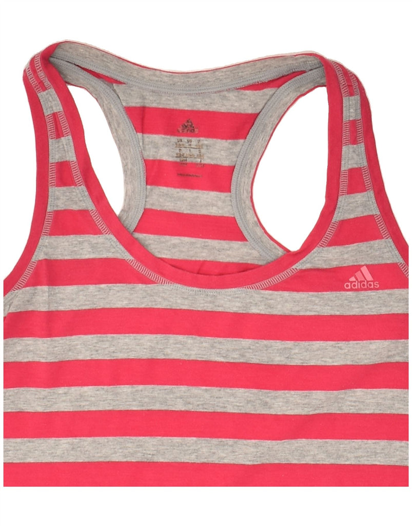 ADIDAS Womens Vest Top UK 12/14 Medium Red Striped Vintage Adidas and Second-Hand Adidas from Messina Hembry 