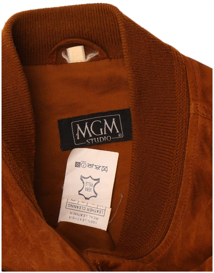 Vintage Mens Suede Bomber Jacket EU 52 XL Brown Leather
