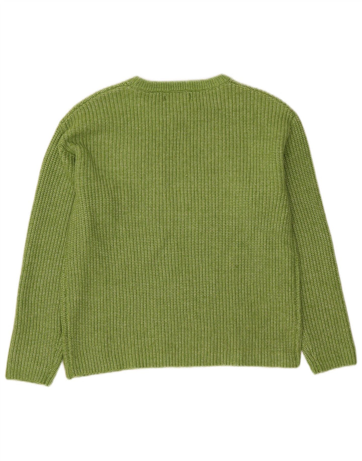 Marks & Spencer Womens Boat Neck Jumper Sweater UK 10 Small Green Polyester