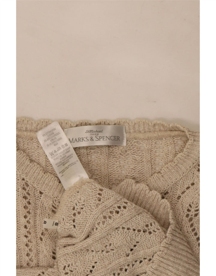 Marks & Spencer Womens Cardigan Sweater UK 12 Medium Beige Acrylic