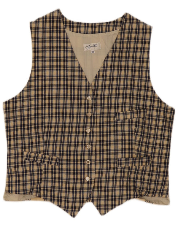 Ingro Rose Womens Waistcoat IT 44 Medium Beige Check Cotton