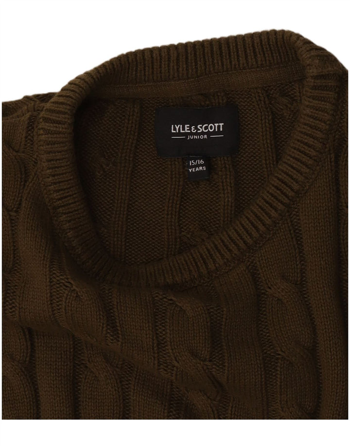 Lyle & Scott Boys Crew Neck Jumper Sweater 15-16 Years Khaki
