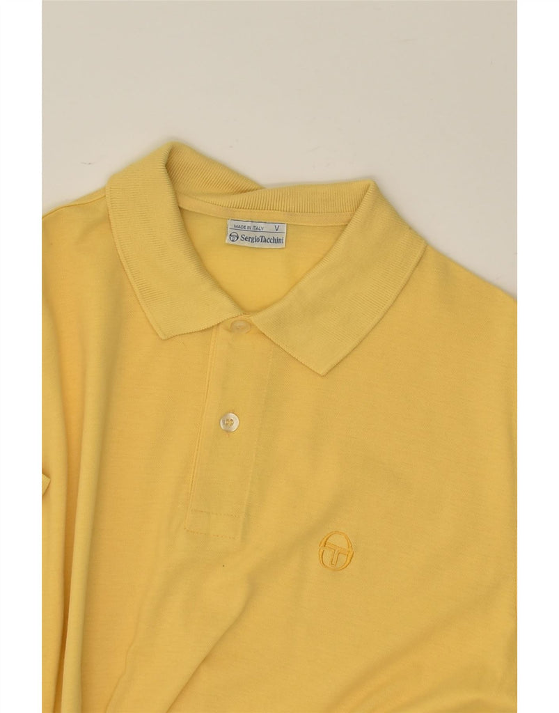 SERGIO TACCHINI Mens Polo Shirt IT 50 Medium Yellow | Vintage Sergio Tacchini | Thrift | Second-Hand Sergio Tacchini | Used Clothing | Messina Hembry 