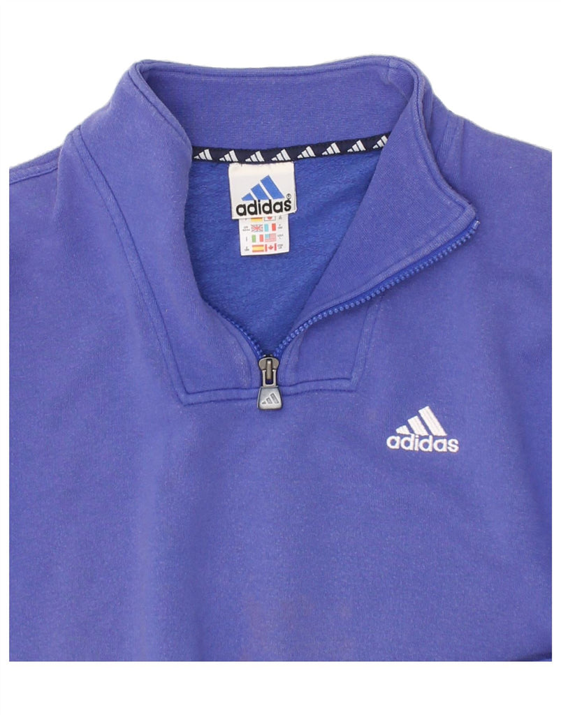 ADIDAS Mens Zip Neck Sweatshirt Jumper UK 42/44 Large Blue Vintage Adidas and Second-Hand Adidas from Messina Hembry 