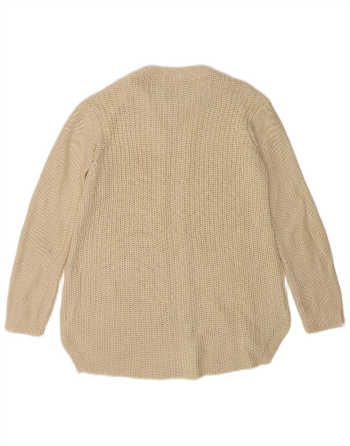 Zara Womens Boat Neck Jumper Sweater UK 10 Small Off White