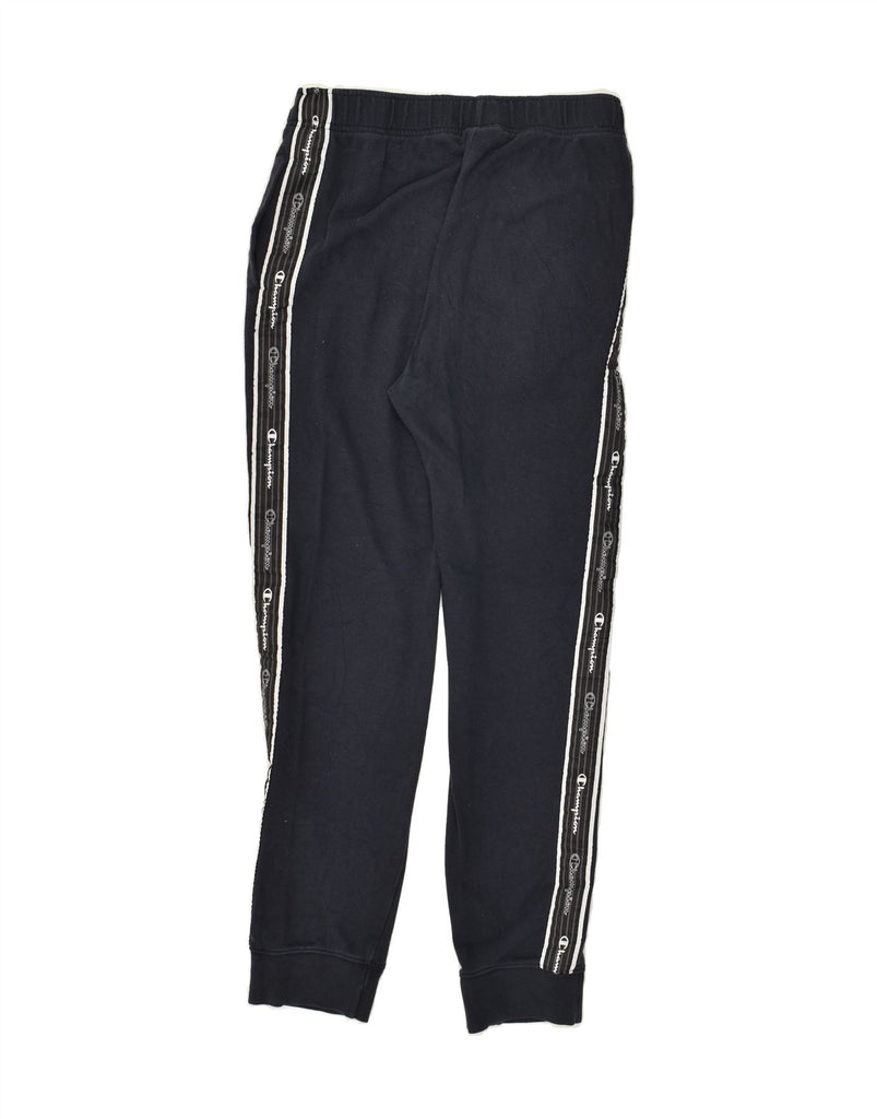 CHAMPION Mens Graphic Tracksuit Trousers Joggers Large Navy Blue Cotton | Vintage Champion | Thrift | Second-Hand Champion | Used Clothing | Messina Hembry 