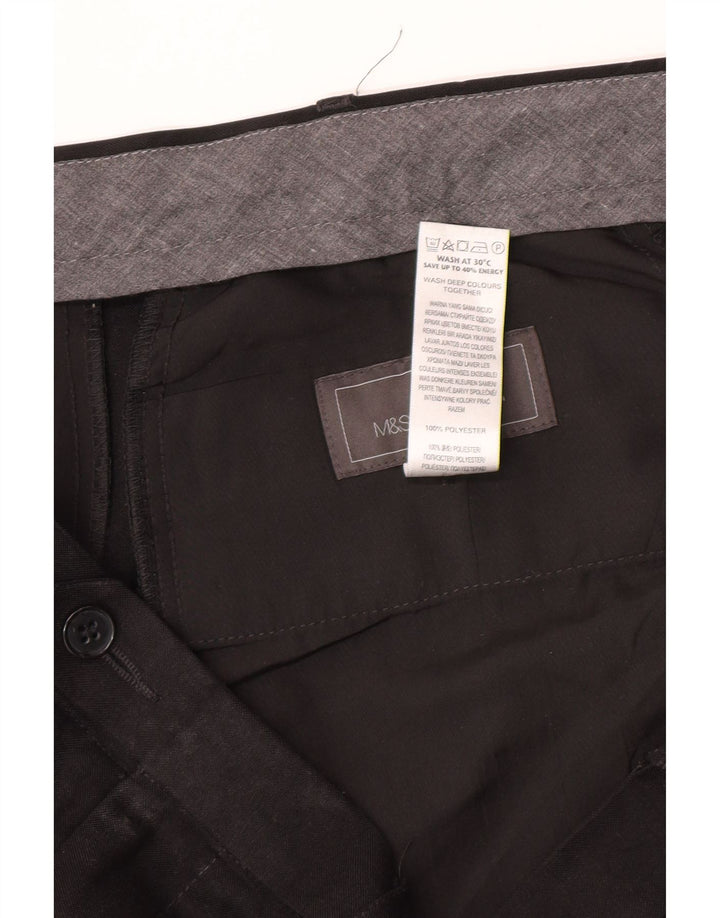 Marks & Spencer Mens Regular Fit Suit Trousers W40 L31 Black Polyester