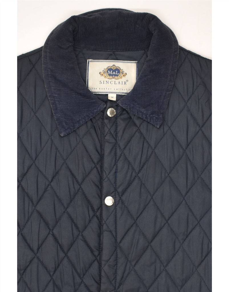 SINCLAIR Mens Quilted Jacket UK 38 Medium Navy Blue Nylon | Vintage Sinclair | Thrift | Second-Hand Sinclair | Used Clothing | Messina Hembry 