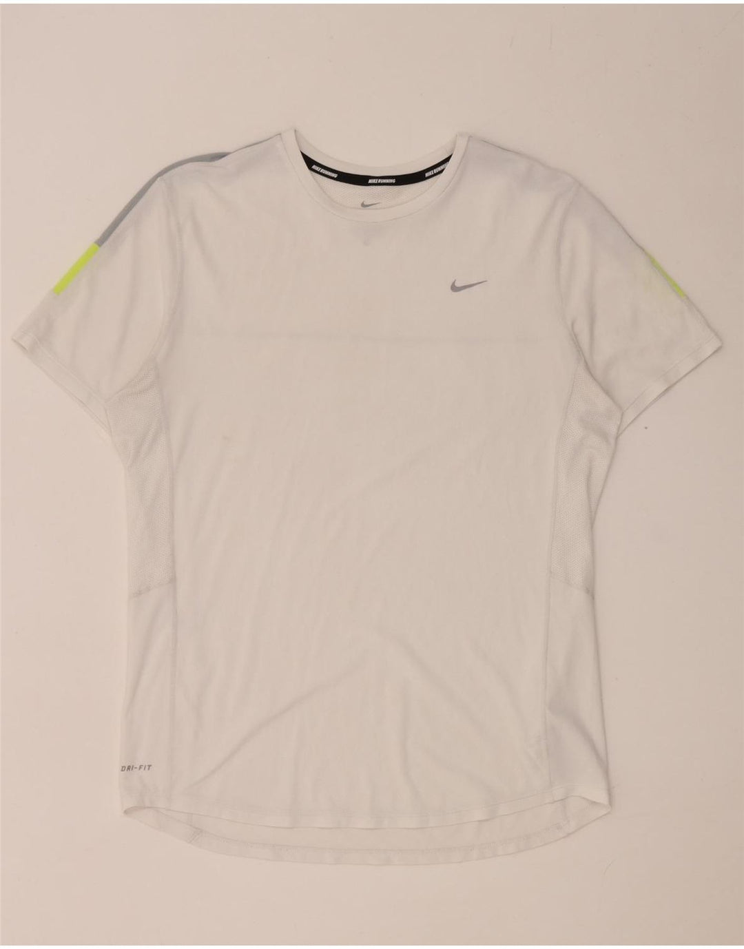Nike Mens Dri Fit T-Shirt Top Medium White Colourblock Polyester