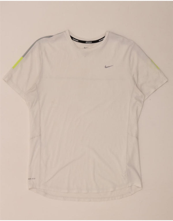 Nike Mens Dri Fit T-Shirt Top Medium White Colourblock Polyester