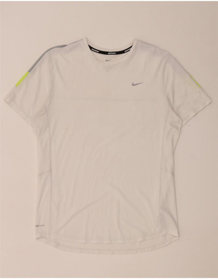 Nike Mens Dri Fit T-Shirt Top Medium White Colourblock Polyester