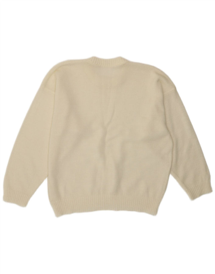 Vintage Womens Crew Neck Jumper Sweater UK 14 Medium Off White