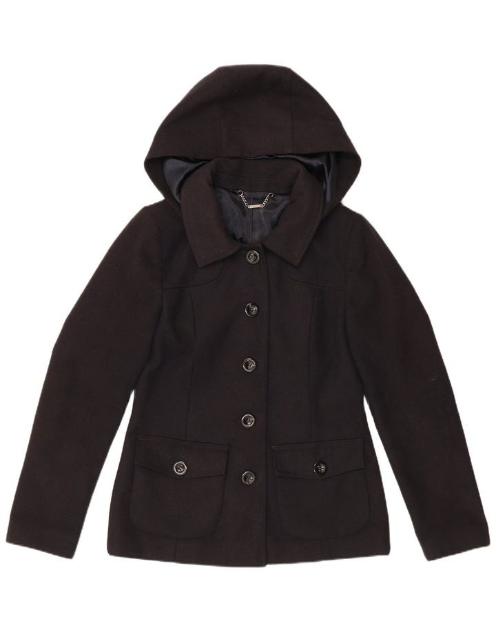 LAURA ASHLEY Womens Hooded 5 Button Blazer Jacket UK 10 Small Navy Blue