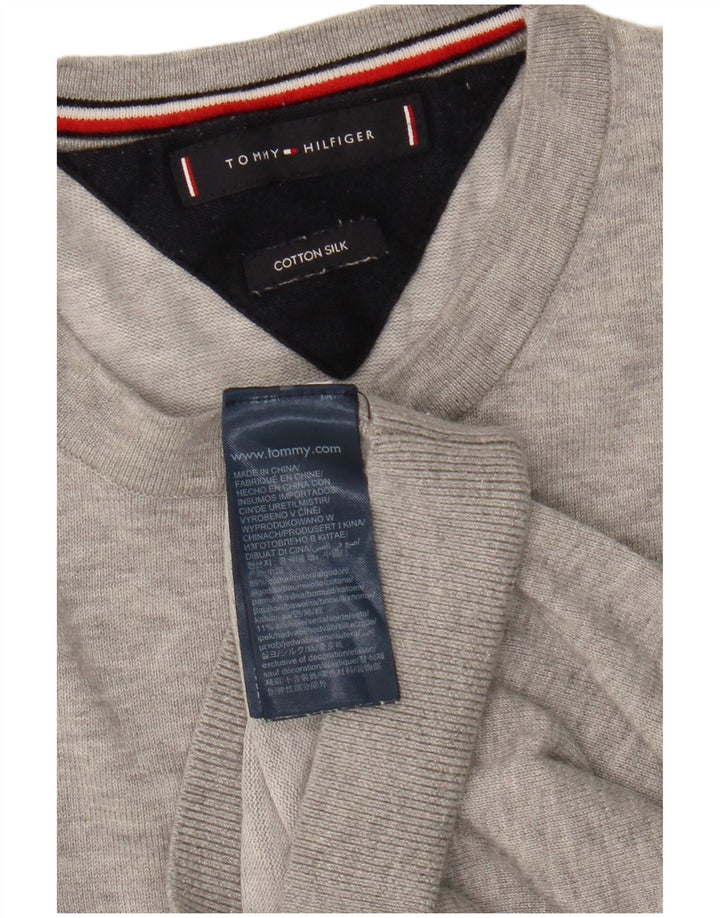 Tommy Hilfiger Womens Crew Neck Jumper Sweater UK 12 Medium Grey Cotton