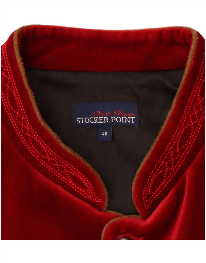 STOCKERPOINT Mens Trachten Velvet Waistcoat EU 48 Small Red Cotton