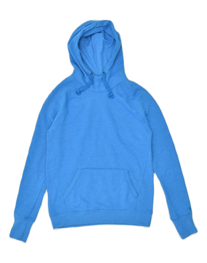 CHAMPION Womens Hoodie Jumper UK 12 Medium Blue Cotton | Vintage Champion | Thrift | Second-Hand Champion | Used Clothing | Messina Hembry 