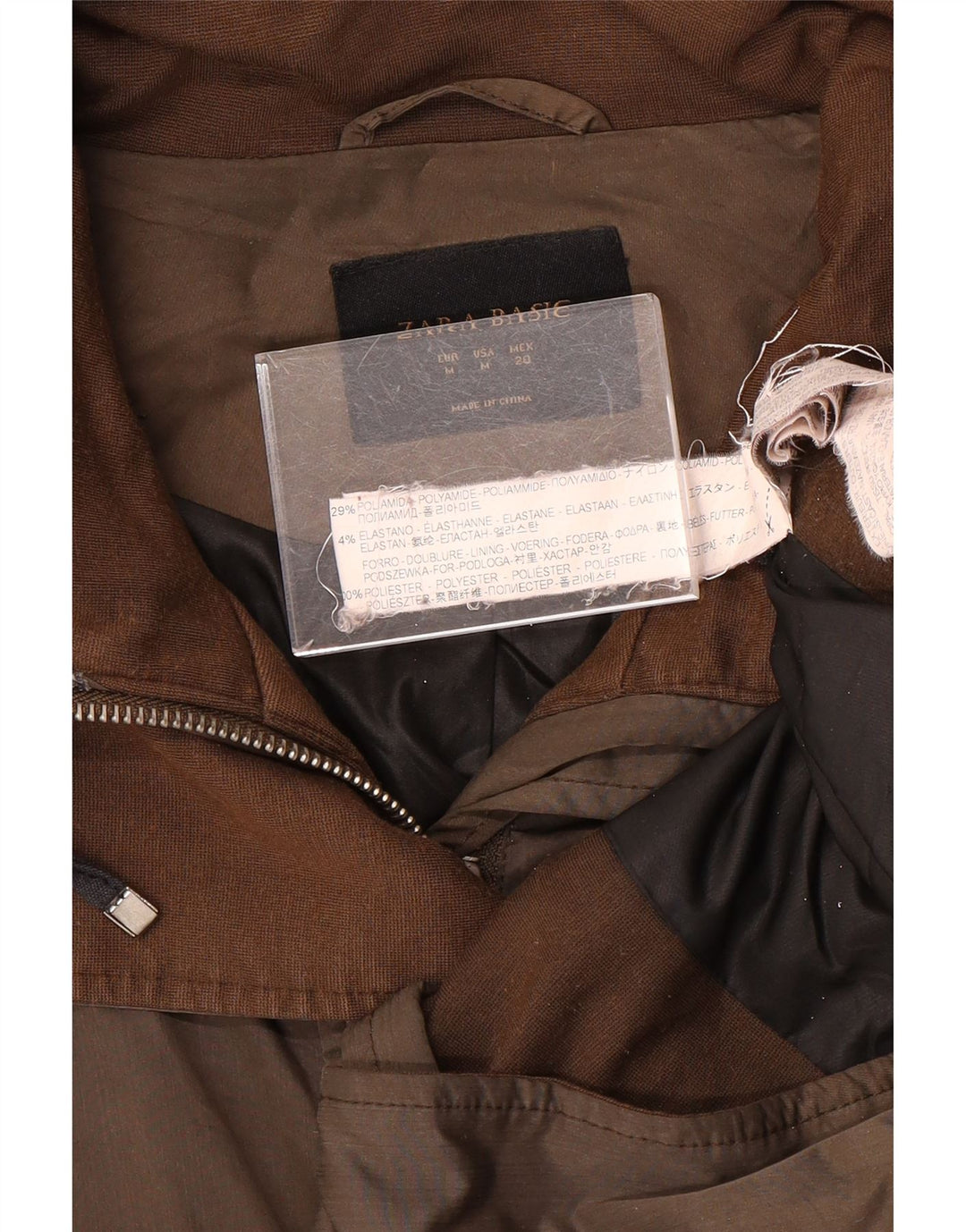 Zara Womens Parka Jacket UK 14 Medium Brown Polyamide