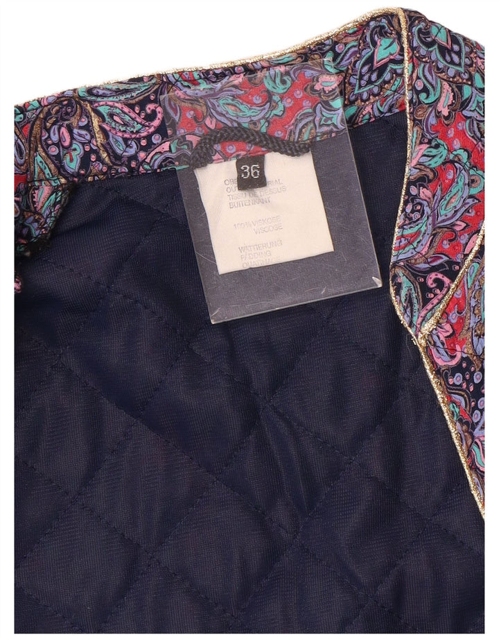 Vintage Womens Padded Jacket IT 36 Small Purple Paisley Viscose