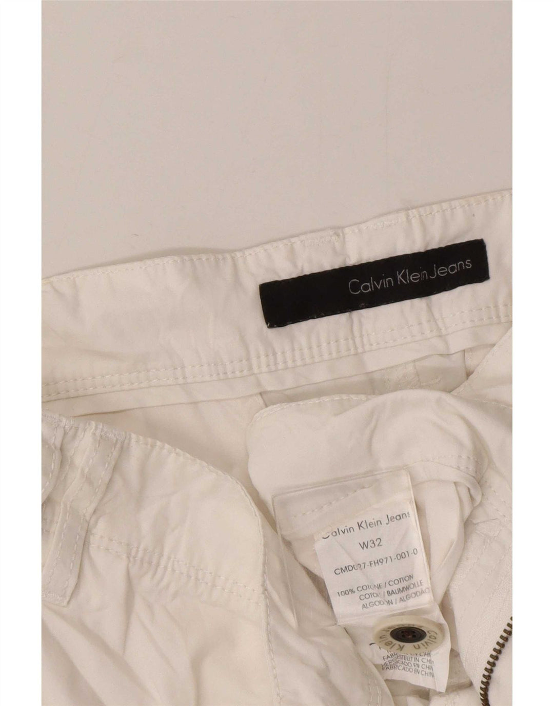 Calvin Klein Mens Cargo Shorts W32 Medium White Cotton