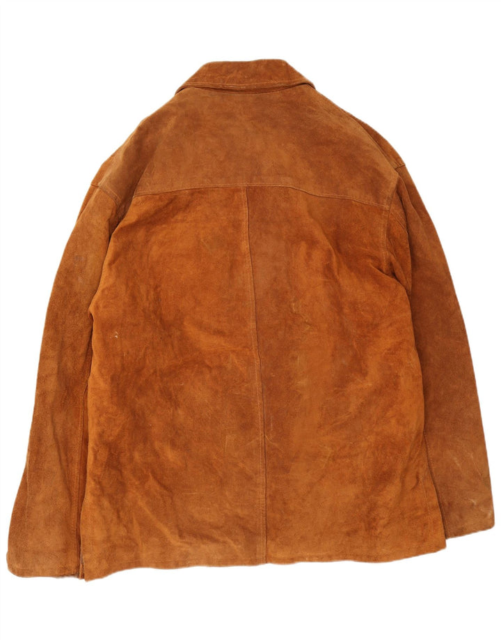 Vintage Womens Suede Jacket UK 44 2XL Brown