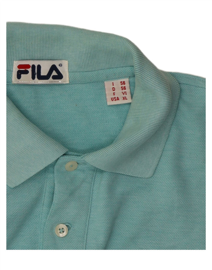 FILA Mens Polo Shirt IT 56 XL Turquoise Cotton Vintage Fila and Second-Hand Fila from Messina Hembry 