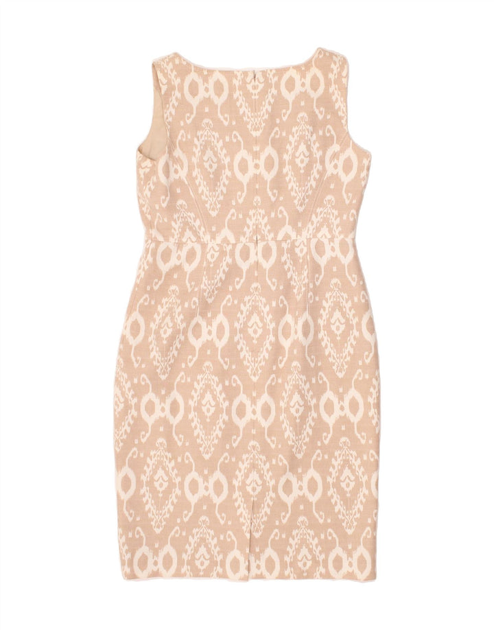 ANNE KLEIN Womens Sleeveless Basic Dress UK 12 Medium Beige Ikat Vintage Anne Klein and Second-Hand Anne Klein from Messina Hembry 