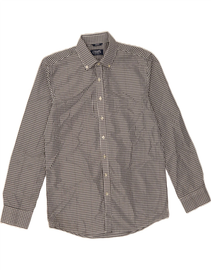 CHAPS Mens Slim Fit Shirt Size 15 1/2 Medium Black Gingham Polyester Vintage Chaps and Second-Hand Chaps from Messina Hembry 