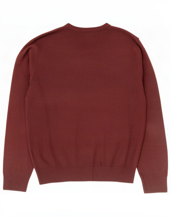 Marks & Spencer Mens V-Neck Jumper Sweater Medium Brown Acrylic