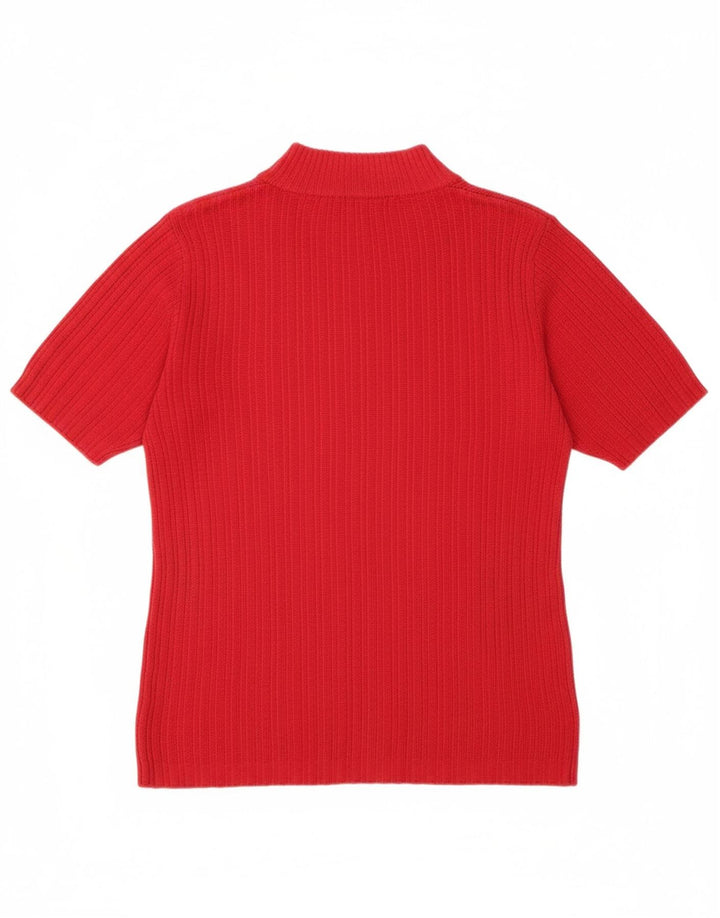 ST. BERNARD Womens Short Sleeve Turtle Neck Jumper Sweater UK 10 Small Red