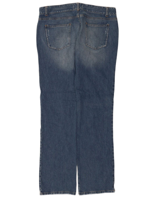 Benetton Womens Distressed Straight Jeans IT 48 XL W32 L34 Blue Cotton