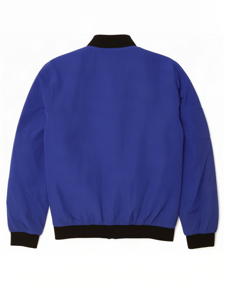 Zara Mens Bomber Jacket UK 38 Medium Blue Colourblock Polyester