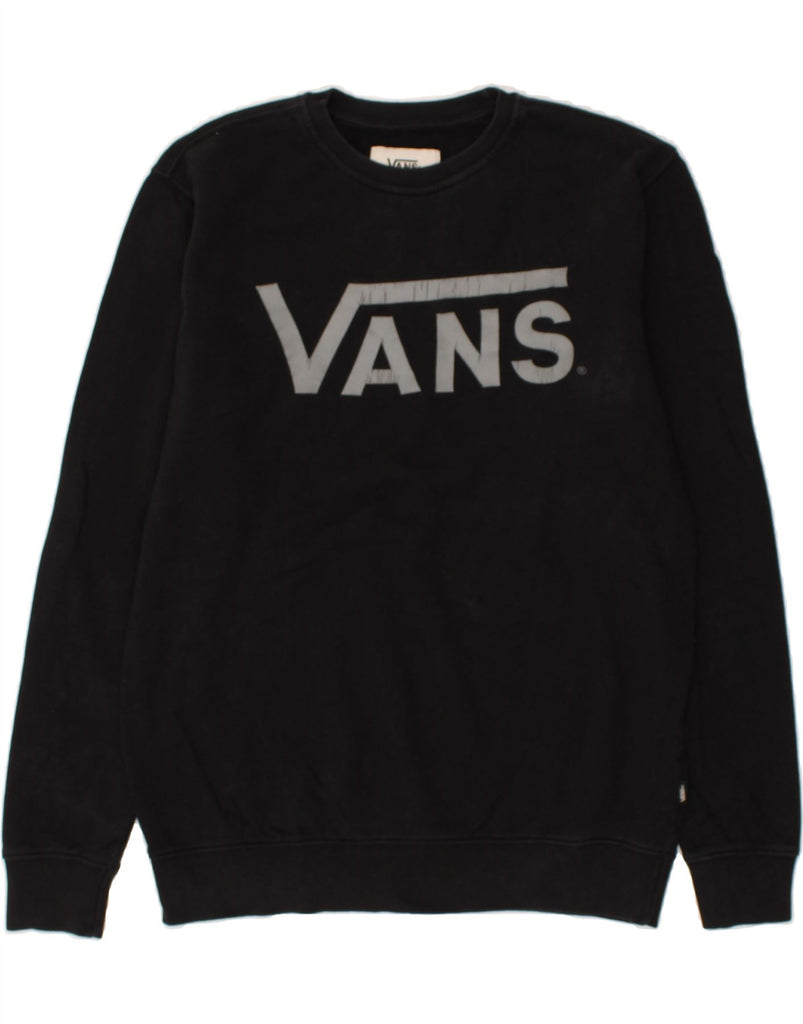 VANS Mens Graphic Sweatshirt Jumper Medium Black Cotton | Vintage Vans | Thrift | Second-Hand Vans | Used Clothing | Messina Hembry 