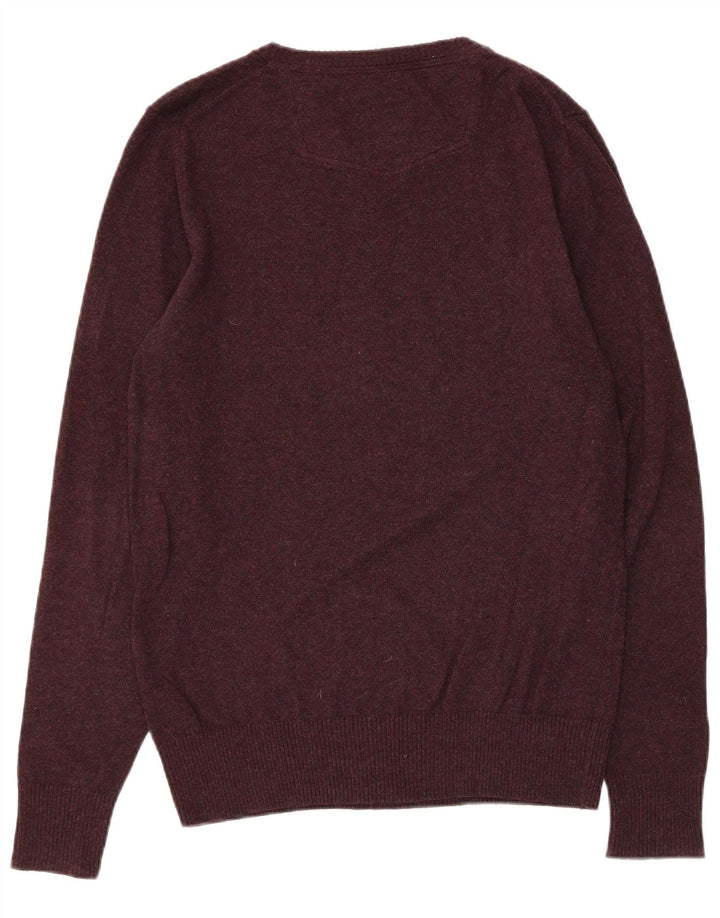 FAT FACE Womens Oversized V-Neck Jumper Sweater UK 10 Small Burgundy