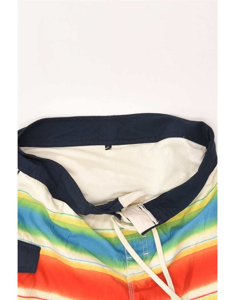 QUIKSILVER Mens Swimming Shorts Medium Multicoloured Striped Polyester | Vintage Quiksilver | Thrift | Second-Hand Quiksilver | Used Clothing | Messina Hembry 