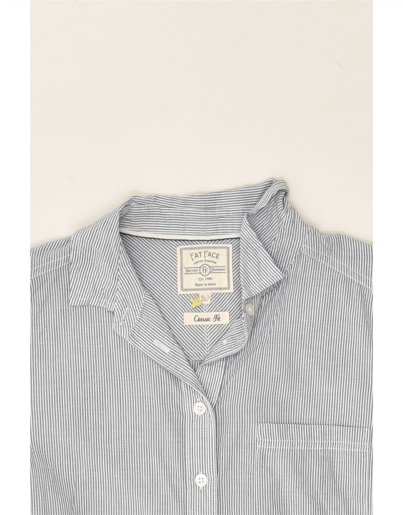 FAT FACE Womens Classic Fit Shirt UK 10 Small  Grey Striped Cotton | Vintage Fat Face | Thrift | Second-Hand Fat Face | Used Clothing | Messina Hembry 