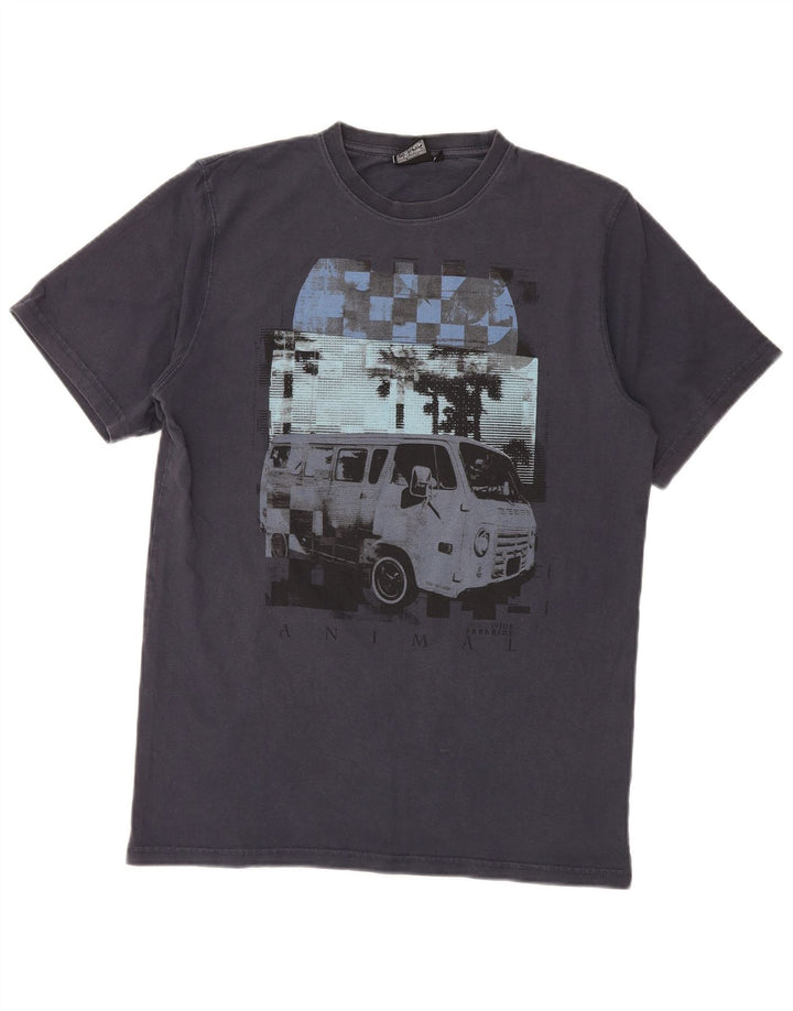 Animal Mens Graphic T-Shirt Top Medium Navy Blue Cotton