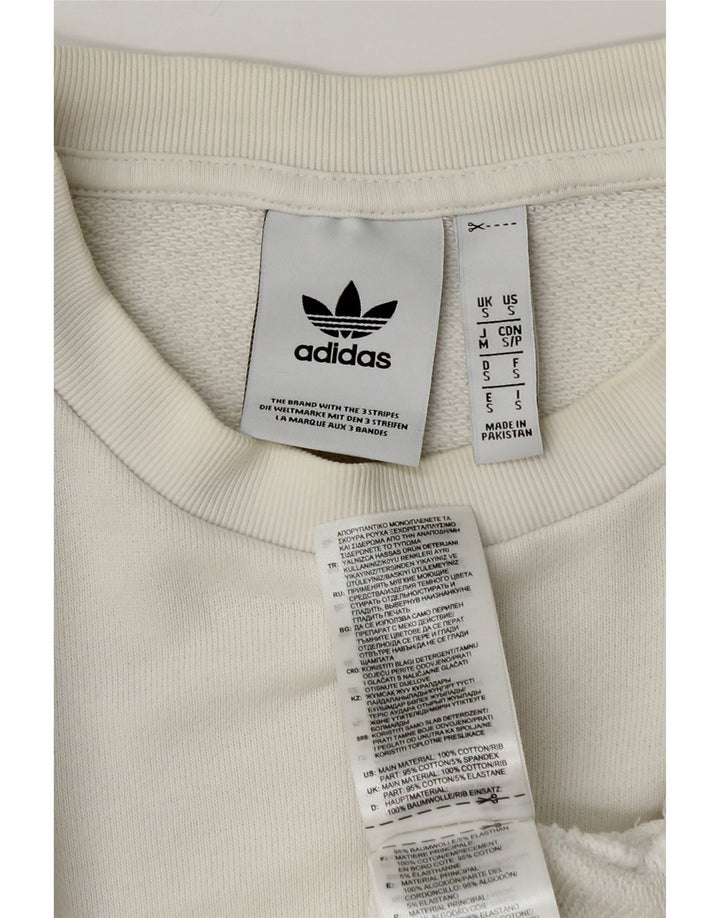 ADIDAS Mens Graphic Sweatshirt Jumper Small White Cotton