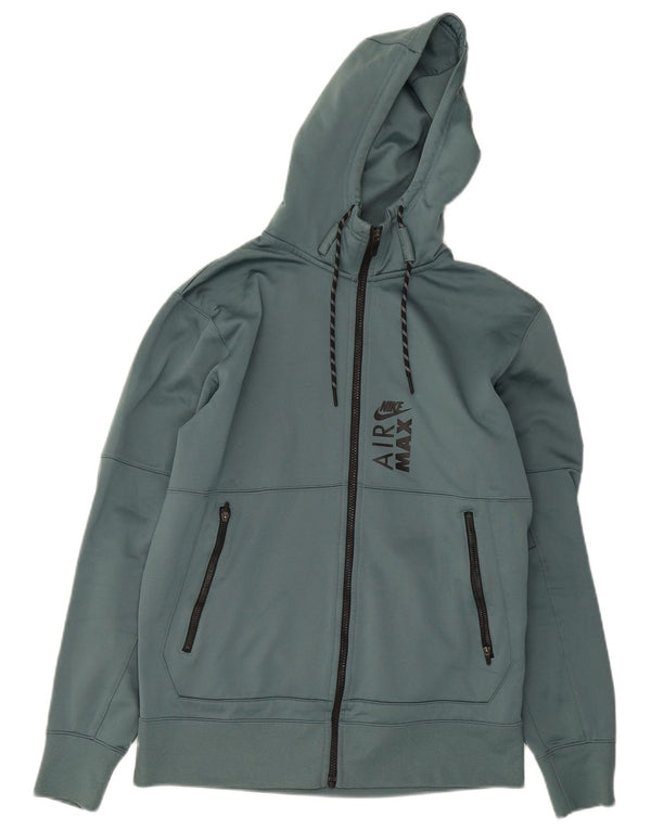 Nike Mens Therma-Fit Graphic Zip Hoodie Sweater Medium Green Polyester