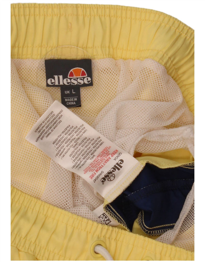 Ellesse Mens Swimming Shorts Large Yellow Colourblock Polyester