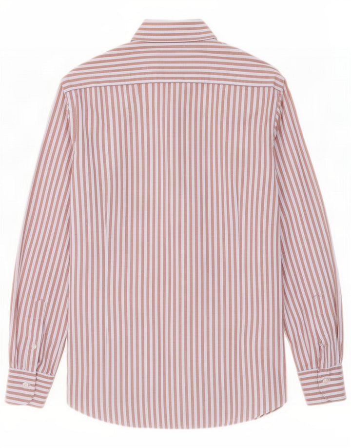 Massimo Dutti Mens Shirt Medium Brown Pinstripe