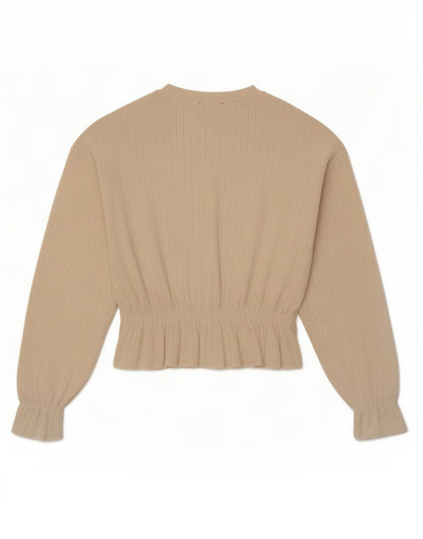 Zara Womens Relaxed Fit Blouse Top UK 10 Small Beige Polyester