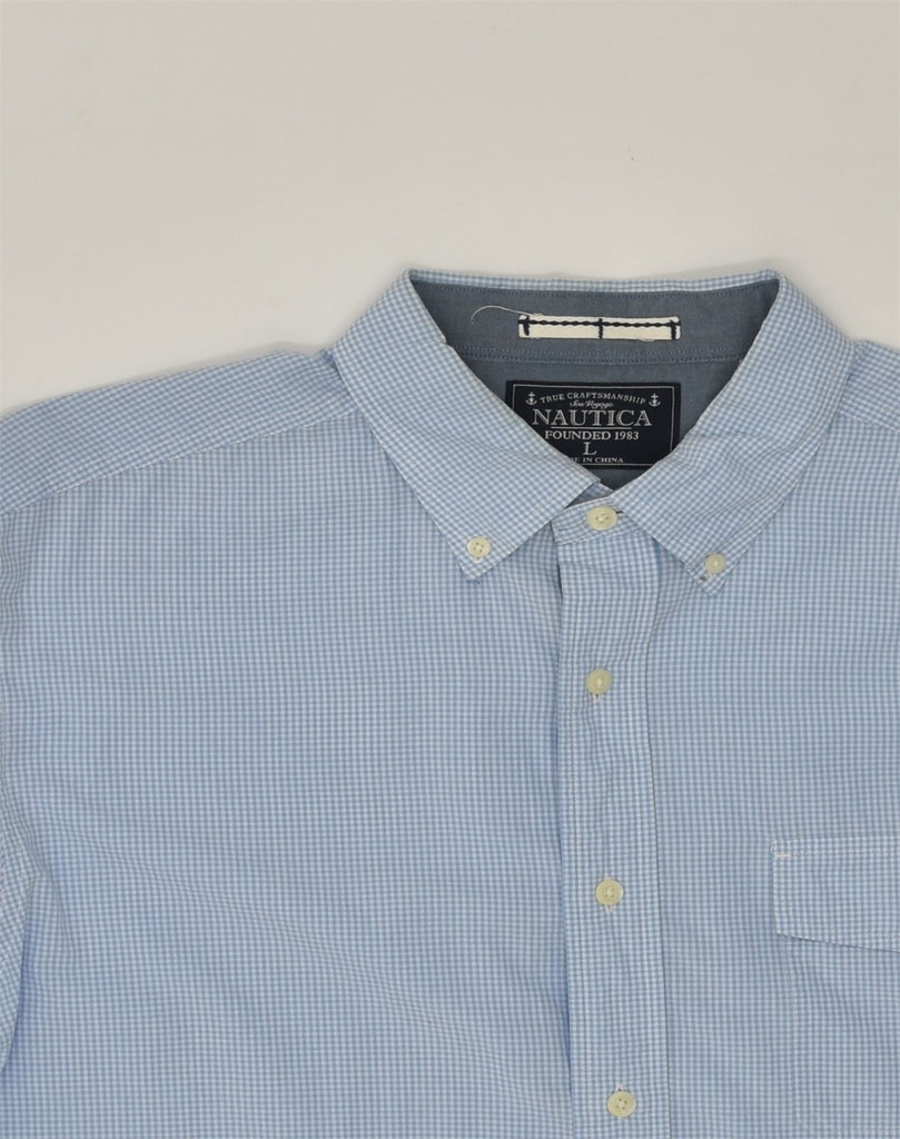 NAUTICA Mens Shirt Large Blue Gingham Cotton | Vintage Nautica | Thrift | Second-Hand Nautica | Used Clothing | Messina Hembry 