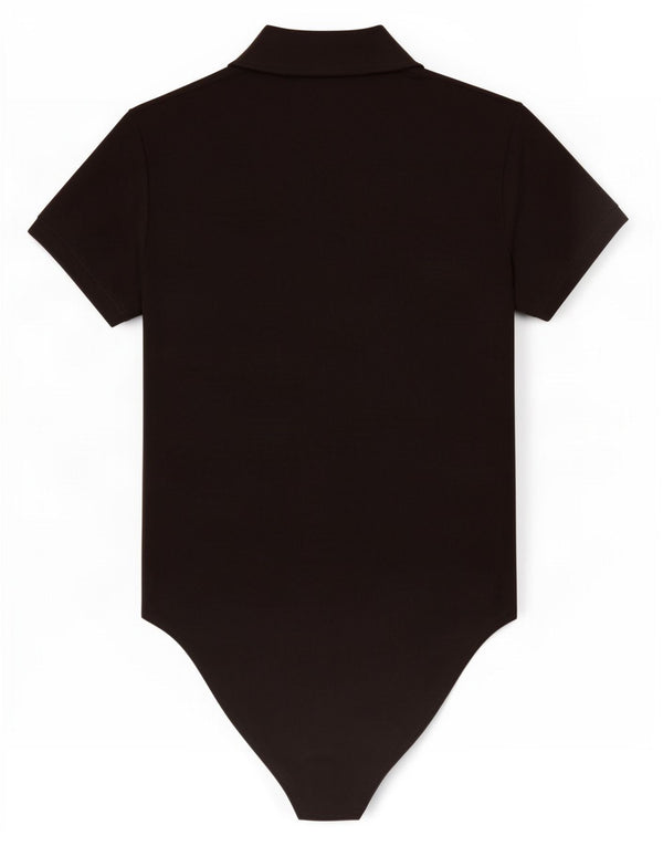 Zara Womens Shirt Bodysuit UK 14 Large Black Polyester