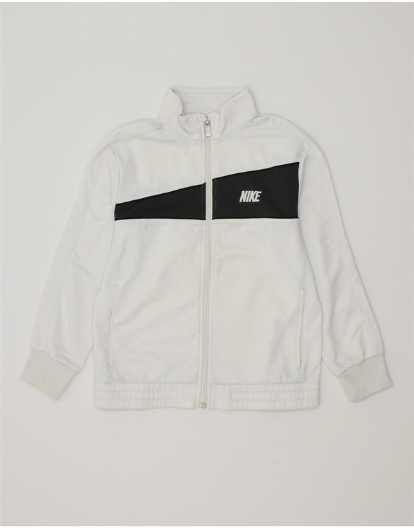 NIKE Boys Tracksuit Top Jacket 10-11 Years Medium White Colourblock