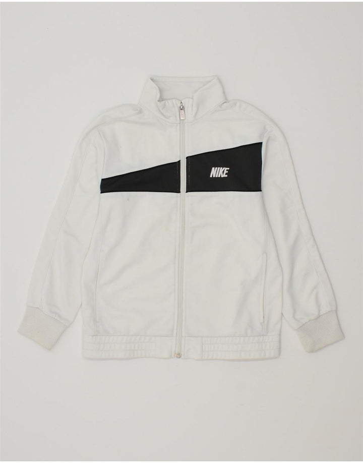 NIKE Boys Tracksuit Top Jacket 10-11 Years Medium White Colourblock