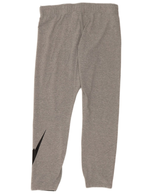 Nike Womens Graphic Crop Leggings UK 14 Large Grey Cotton Sports