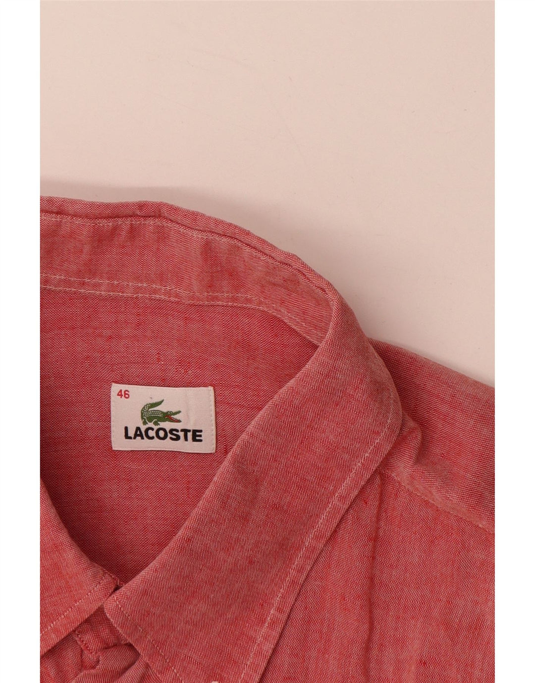LACOSTE Mens Short Sleeve Shirt Size 46 2XL Red